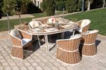 Τραπεζαρία Rattan Σέτ 7 Τεμαχίων ,Με Αλουμίνιο Σκελετό ,200 x 100cm