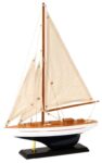 Ξύλινο Παραδοσιακό Καράβι 30 x 6,5 z 43(h)cm,Χρώμα Λευκό - Μπλέ