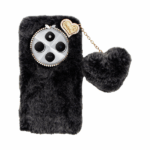 Vivid Fluffy Plush Case with Heart-Shaped Chain Redmi 14C 4G Grey/Black
