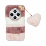 Vivid Fluffy Plush Case with Heart-Shaped Chain Redmi 14C 4G Pink