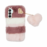 Vivid Fluffy Plush Case with Heart-Shaped Chain Samsung Galaxy A16 Pink