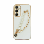 Vivid Silicone Case Pearl Chain Holder Samsung Galaxy A55 5G White/Gold