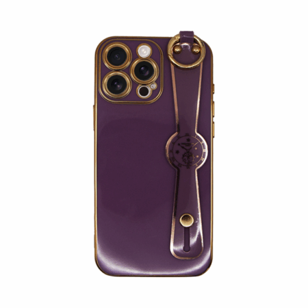 Vivid Silicone Case Wrist Strap Holder Apple iPhone 16 Pro Max Purple