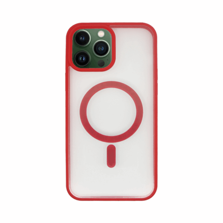Vivid Magsafe Silicone Case Apple iPhone 13 Pro Max Transparent/Red
