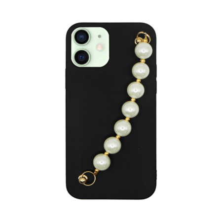 Vivid Silicone Case Pearl Chain Apple iPhone 12/12 Pro Black