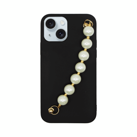 Vivid Silicone Case Pearl Chain Apple iPhone 15 Black