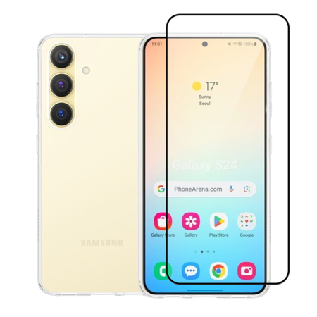 Vivid Set Gelly Case + Full Face Tempered Glass Samsung Galaxy S24+ Black