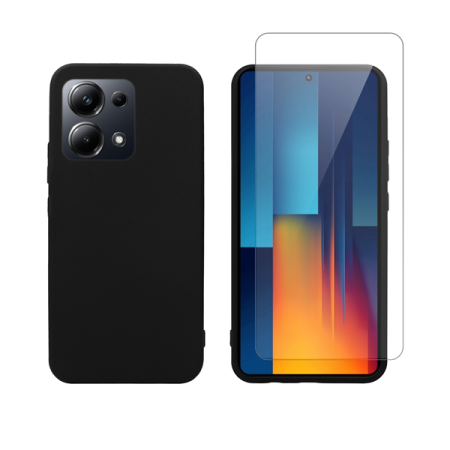 Vivid Set Matte Case Black + Tempered Glass Poco M6 Pro/Note 13 Pro 4G
