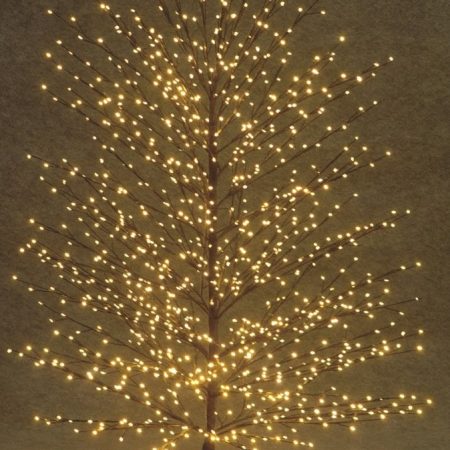 Μάυρο Φωτιζόμενο Δέντρο Με 1000 Led Copper Φωτάκια Θερμού Φωτισμού ,Μετασχηματιστή ip44 Και Dimmer 120(h)cm