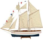 Ξύλινο Παραδοσιακό Καράβι ,Χρώμα Λευκό - Μπλέ 90 x 17 x 82(h)cm