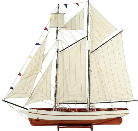 Ξύλινο Παραδοσιακό Καράβι ,Χρώμα Λευκό - Καφέ 150 x 23 x 136(h)cm