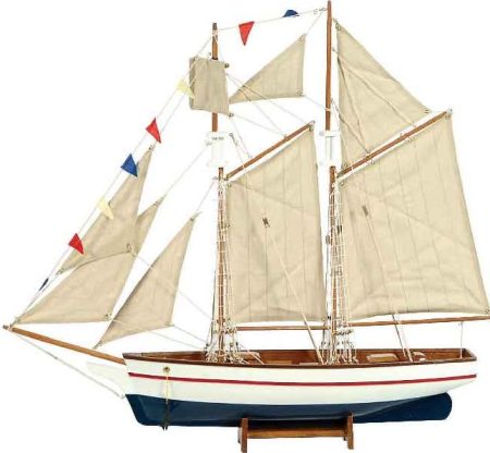 Ξύλινο Παραδοσιακό Καράβι ,Χρώμα Λευκό - Μπλέ 150 x 23 x 136(h)cm