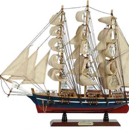 Ξύλινο Παραδοσιακό Καράβι 90 x 16 x 75 (H) cm ,Χρώμα Μπλέ-Κόκκινο