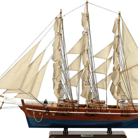 Ξύλινο Παραδοσιακό Καράβι 90 x 16 x 75 (H) cm, Χρώμα Λευκό-Μπλέ