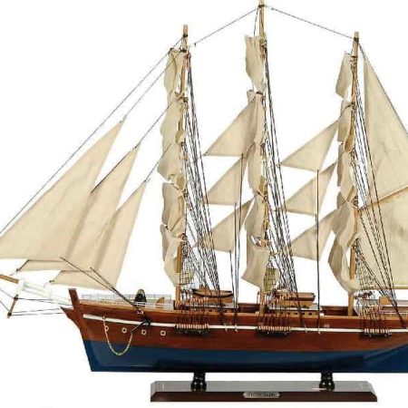 Ξύλινο Παραδοσιακό Καράβι 90 x 16 x 75 (H) cm, Χρώμα Καφέ-Μπλέ