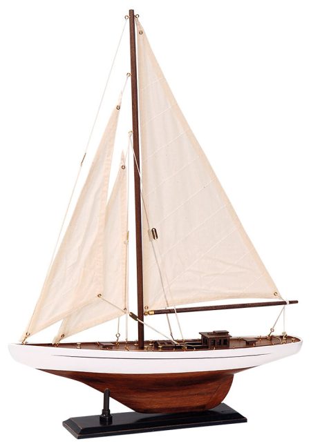 Ξύλινο Παραδοσιακό Καράβι 42 x 8 x 56(h)cm,Χρώμα Λευκό - Μπλέ