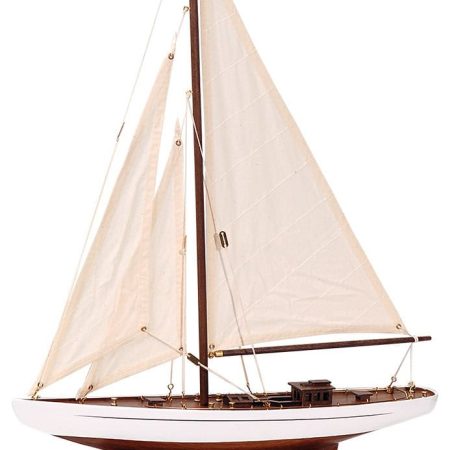 Ξύλινο Παραδοσιακό Καράβι 42 x 8 x 56(h)cm,Χρώμα Καφέ - Μπλέ