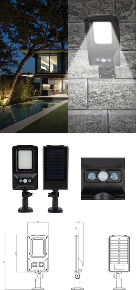 Led Ηλιακό Φωτιστικό Με Αισθητήρα Φωτός 14 x 9cm