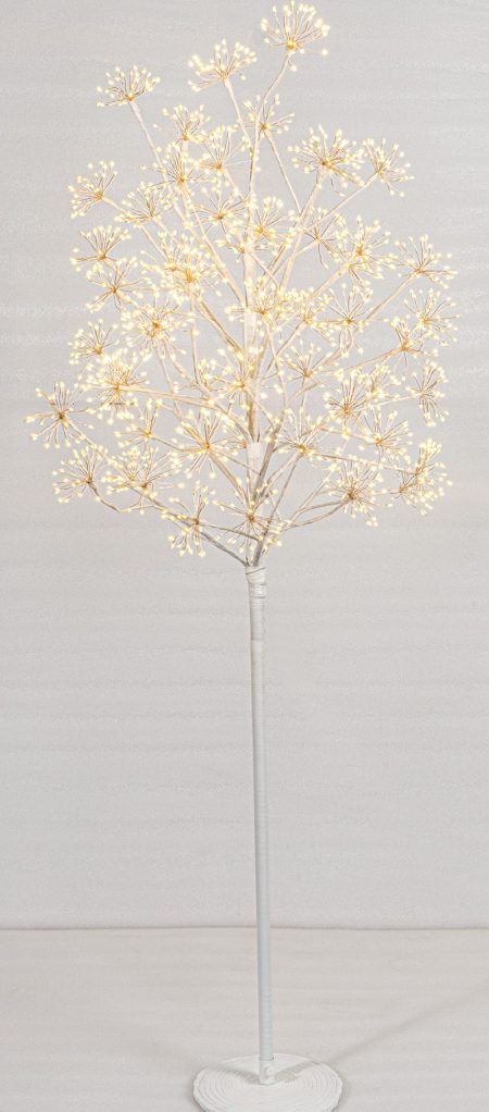 Λευκό Φωτιζόμενο Δέντρο Με 1568 Led Copper Φωτάκια Θερμού Φωτισμού Και Μετασχηματιστή ip44 180(h)cm