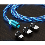 Vivid LED Cable USB to Type-CLightningMicro USB Magnetic Blue