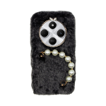Vivid Fluffy Plush Case with Pearl Chain Redmi 14C 4G Grey/Black