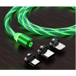 Vivid LED Cable USB to Type-CLightningMicro USB Magnetic Green