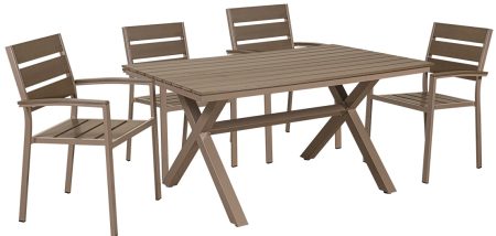 Τραπεζαρία Pollywood Με Σκελετό Αλουμινίου Σέτ 5 Τεμαχίων 150 x 90 x 74(H)cm