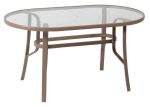 Καφέ Οβάλ Μεταλλικό Τραπέζι Με Πλαίσιο Αλουμινίου Και Τζάμι 140 x 80 75(h)cm