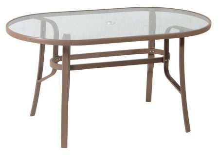 Καφέ Οβάλ Μεταλλικό Τραπέζι Με Πλαίσιο Αλουμινίου Και Τζάμι 160 x 90 x 75(h)cm