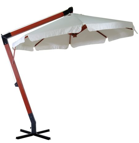 Γωνιακή Στρογγυλή Ομπρέλα 300cm ,Με Ξύλινο Κορμό