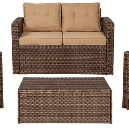Καθιστικό Σέτ Rattan 4 Τεμαχίων ,Με Μεταλλικό Σκελετό