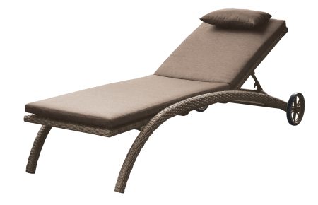 Rattan Ανακλινόμενη Ξαπλώστρα Με Ρόδες Και Μαξιλάρι ,Σκελετός Αλουμινίου