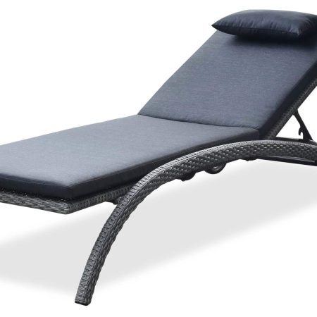 Ανακλινόμενη Ξαπλώστρα Αλουμινίου Με Rattan,Με Ρόδες Και Μαξιλάρι