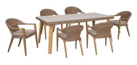 Τραπεζαρία Rattan Σέτ 7 Τεμαχίων ,Με Αλουμίνιο Σκελετό 195 x 95 x 76(h)cm