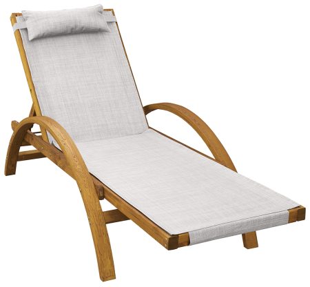 Ξύλινη Ανακλινόμενη Ξαπλώστρα Με Διάτρητο Ύφασμα , Και Ξύλο Δρύς