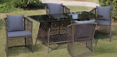 IPANEMA Τραπεζαρία Αλουμινίου Με Κορδόνι Σέτ 5 Τεμαχίων 160 x 90cm