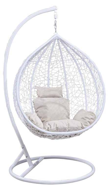 Λευκή Μεταλλική Κουνιστή Καρέκλα Με Μαξιλάρι