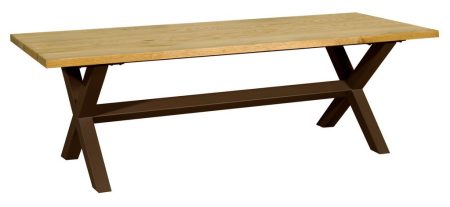 Αγαλβάνιστο Μεταλλικό Παραλληλόγραμο Τραπέζι Με Ξύλο Οξυάς 85-95 x 180 x 75cm