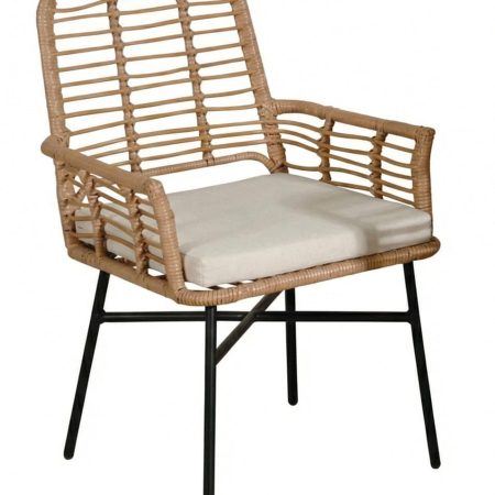 Μεταλλική Πολυθρόνα Με Συνθετικό Rattan Και Μαξιλάρι