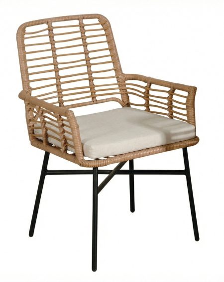 Μεταλλική Πολυθρόνα Με Συνθετικό Rattan Και Μαξιλάρι