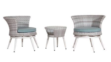 APHRODITE Rattan Καθιστικό Σέτ 3 Τεμαχίων Με Αλουμίνιο Σκελετό Και Περιστρεφόμενες Πολυθρόνες