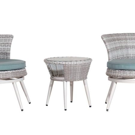 APHRODITE Rattan Καθιστικό Σέτ 3 Τεμαχίων Με Αλουμίνιο Σκελετό Και Περιστρεφόμενες Πολυθρόνες