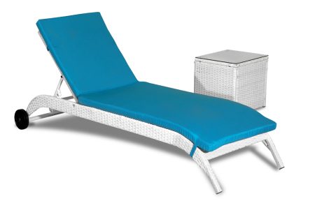 Rattan Ξαπλώστρα Κήπου Με Αλουμίνιο Σκελετό Και Τραπεζάκι ,Σέτ 2 Τεμαχίων