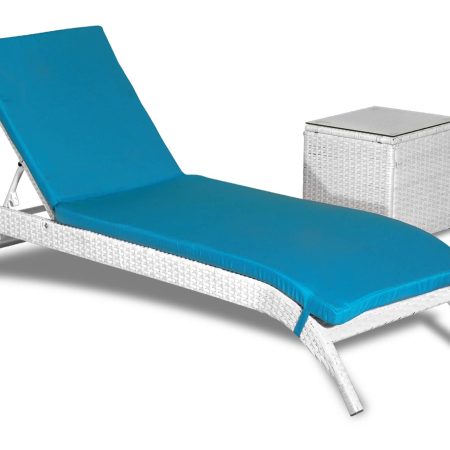 Rattan Ξαπλώστρα Κήπου Με Αλουμίνιο Σκελετό Και Τραπεζάκι ,Σέτ 2 Τεμαχίων