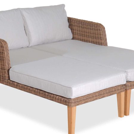 Ξαπλώστρα Rattan 2 Θέσεων Με Σκελετό Αλουμινίου Και Ξύλινα Πόδια 165 X 72 X 68(H)CM