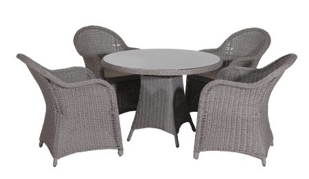 Rattan Τραπεζαρία Κήπου Με Αλουμίνιο Σκελετό ,Σέτ 5 Τεμαχίων 108 x 77(H)cm