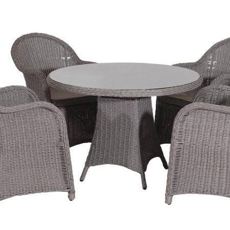 Rattan Τραπεζαρία Κήπου Με Αλουμίνιο Σκελετό ,Σέτ 5 Τεμαχίων 108 x 77(H)cm