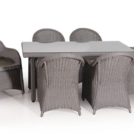 Rattan Τραπεζαρία Κήπου Σέτ 7 Τεμαχίων ,Με Αλουμίνιο Σκελετό 160(W) x 90(L) x 74(H)cm