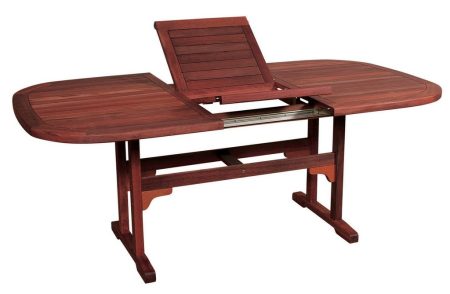 Οβάλ Επεκτεινόμενο τραπέζι Red Shorea ,150 + 50 = 200 x 100 x 75(H)cm