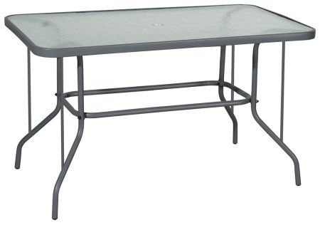 Γκρί Μεταλλικό Παραλ/μο Τραπέζι Με Τζάμι 120 x 70 x 70(h)cm